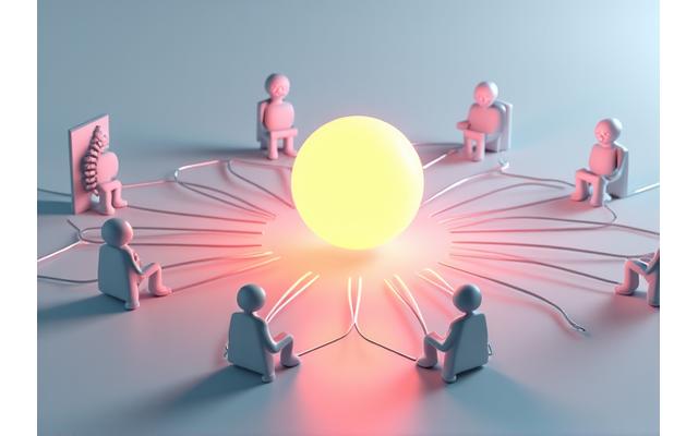 Infographic visually demonstrating the positive feedback loop between ergonomic workspace design and improved health metrics like posture, focus, energy levels, and reduced pain, using scientific icons and calming colors.