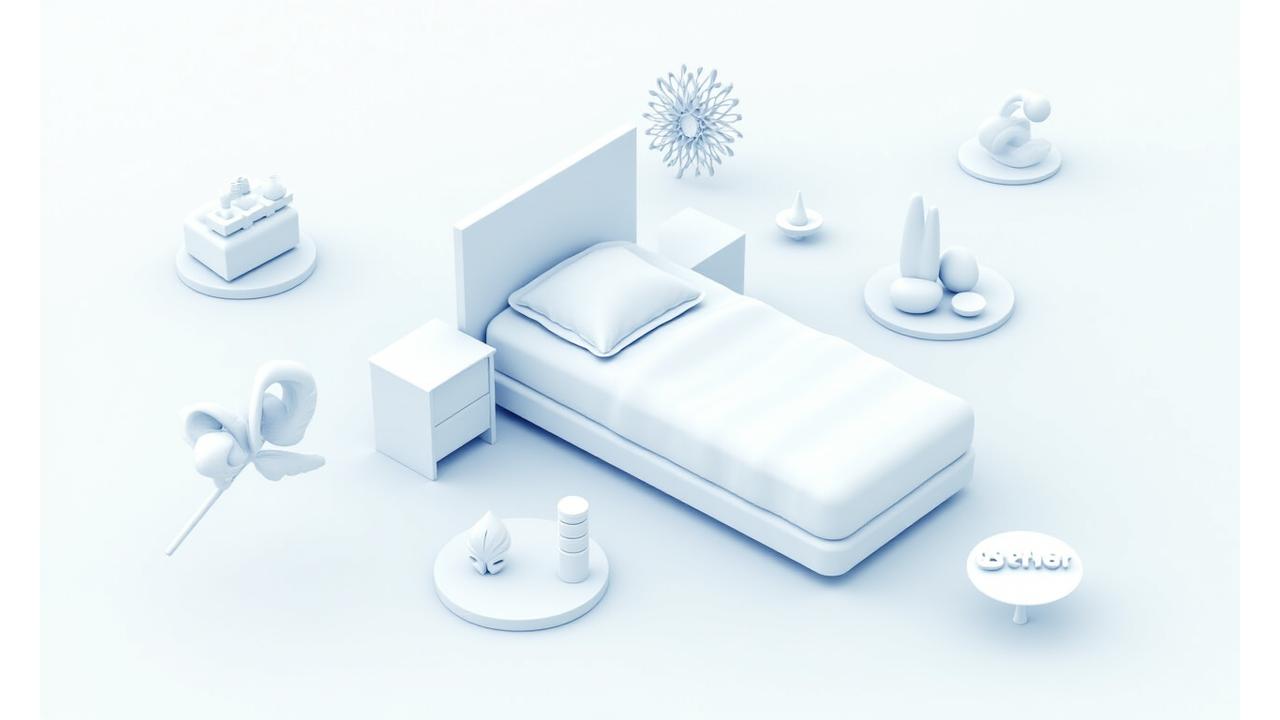 Infographic illustrating elements of sleep science and design, like light cycles and temperature zones